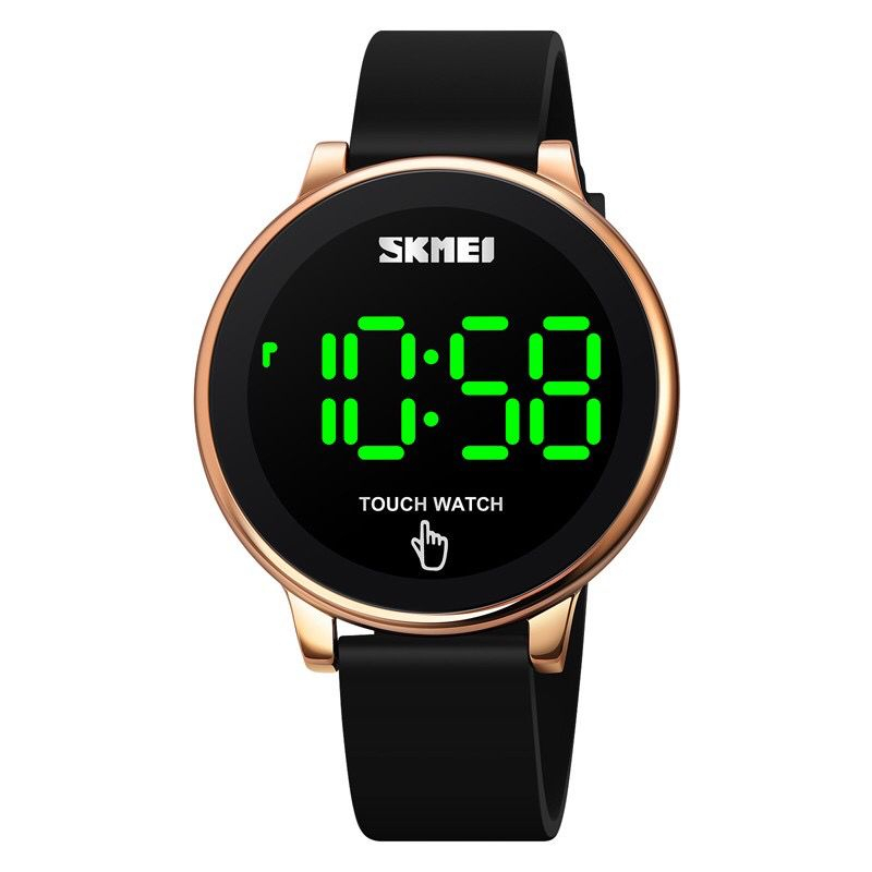 Jam Tangan Pria Wanita Digital Touch Screen LED Display Stap Rubber SKMEI 1842 HITAM FASHION KARET ANALOG QUARTZ MEWAH ELEGAN