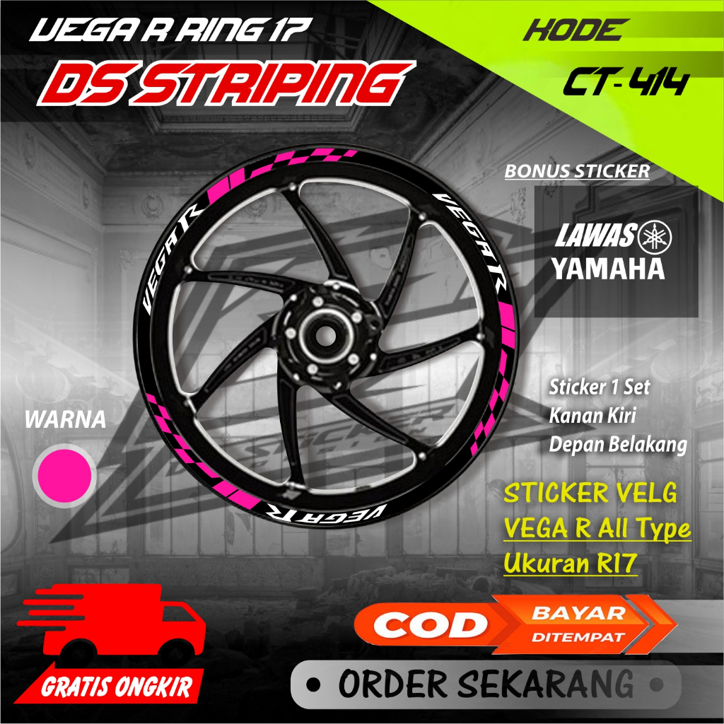Ct-414 Stiker Cutting pelek variasi Sticker Velg Motor Vega R Ring 17