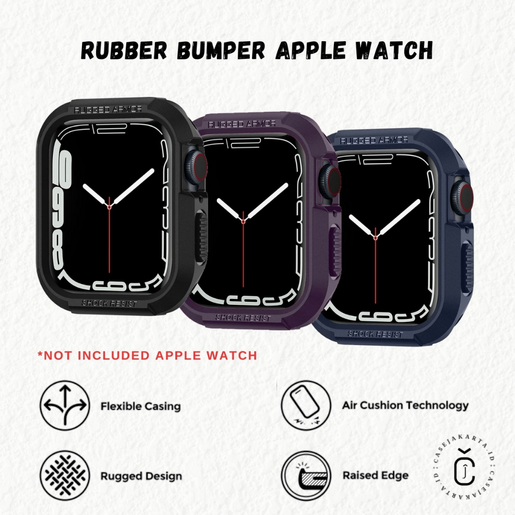 &quot; SP RUGGED ARMOR &quot; BUMPER CASE APPLE WATCH - SERIES 4 5 6 7 8 SE | SIZE 44mm 45mm | Silicon case pelindung iwatch