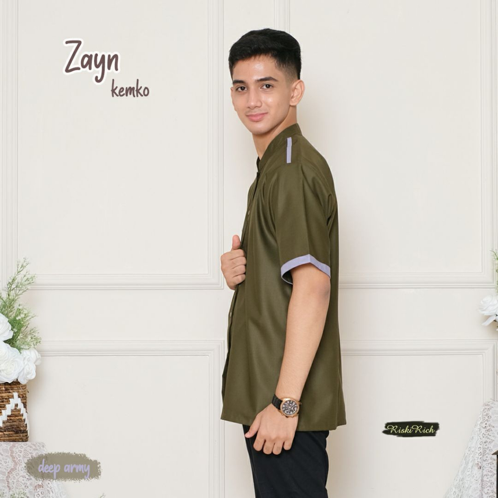 Riskirich Zayn Kemko Kemeja Koko Dewasa Lengan Pendek Bahan Katun Toyobo Super Nyaman