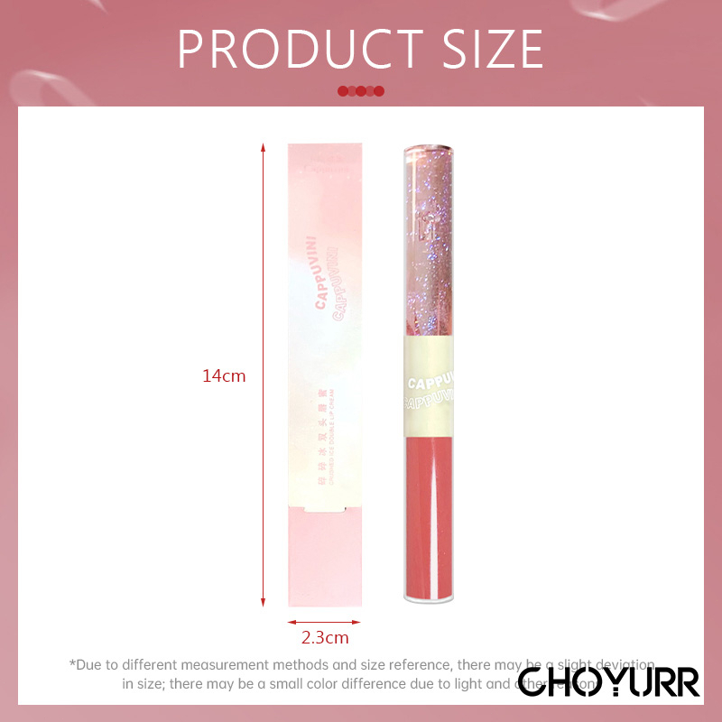 【COD】Cappuvini Lip Glaze 2 Warna Double-Head 2 IN 1 Lip Gloss Moisturizing Minyak Bibir Tahan Air-CH