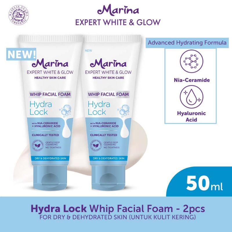 marina expert white&glow whip facial foam