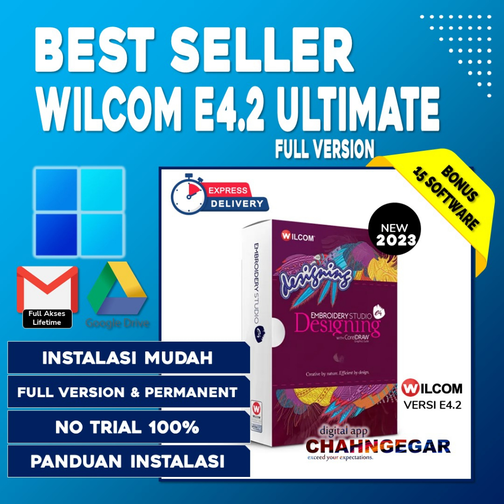 Software Wilcom Embroidery Studio E4.2 Software Design untuk membuat design bordir otomatis / CorelDRAW 2022 Corel Draw 2021