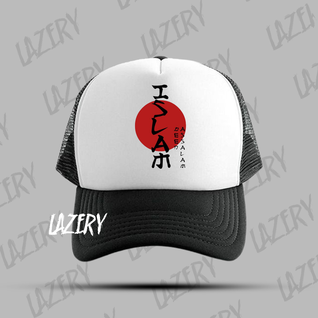 LAZERY - Topi Jaring Pria Logo Islam Jepang - Topi Band - Topi Jaring Pria - Topi Costume - Topi Bas