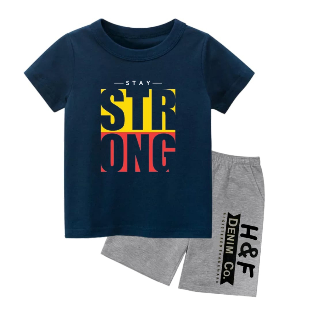 Rdkidzid SET Pendek Anak Laki Laki Motif STRONG