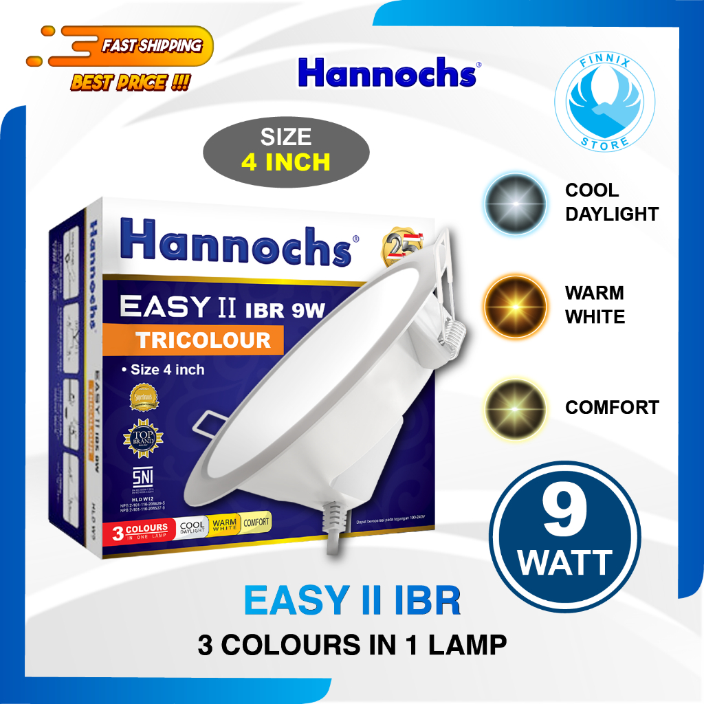 Lampu Downlight LED Hannochs Easy II IBR Tricolour 9 Watt - Lampu 3 Warna