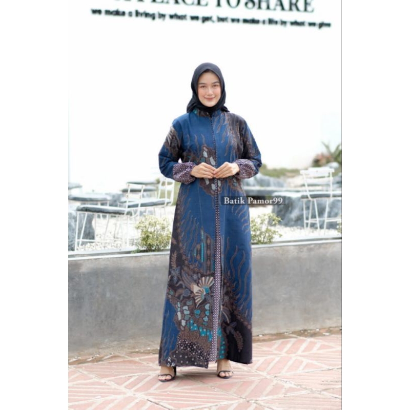 Gamis batik muslim, dress modern premium, dress muslim, gamis batik kombinasi