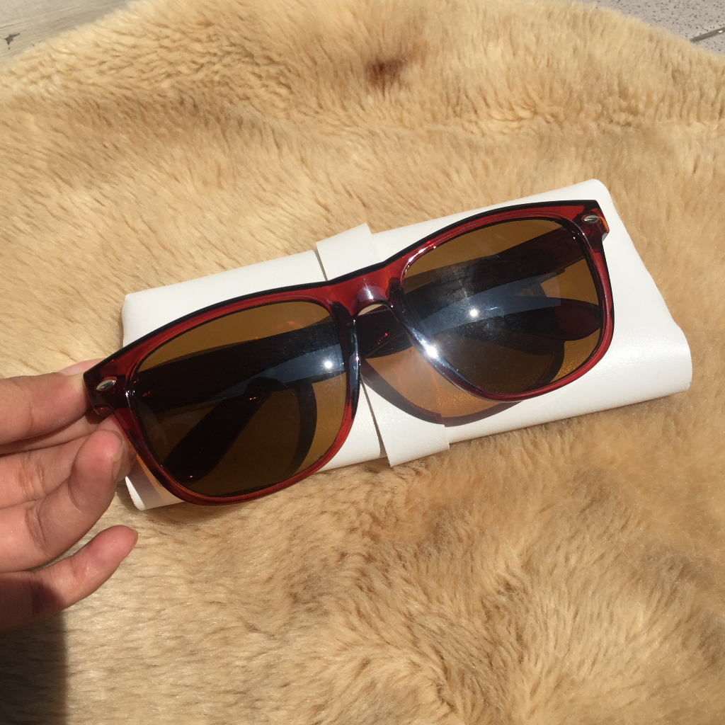 Wayfarer deep brown square sunglasses kacamata pria coklat mirip rb lensa coklat premium