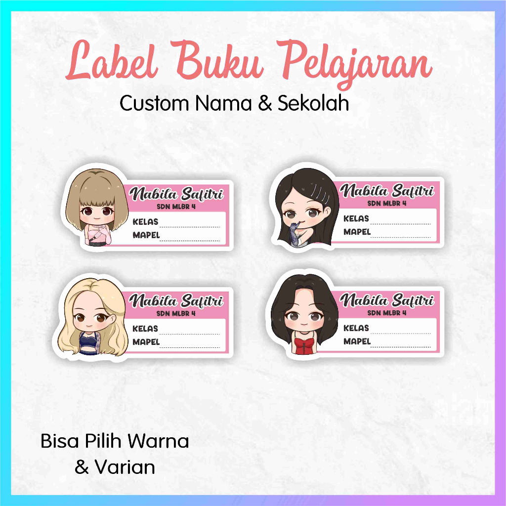 

Sticker Label Buku Pelajaran Sekolah Tema BLACKPINK Chibi / Sticker Custom BLACKPINK / Sticker Nama BLACKPINK / Sticker Mapel