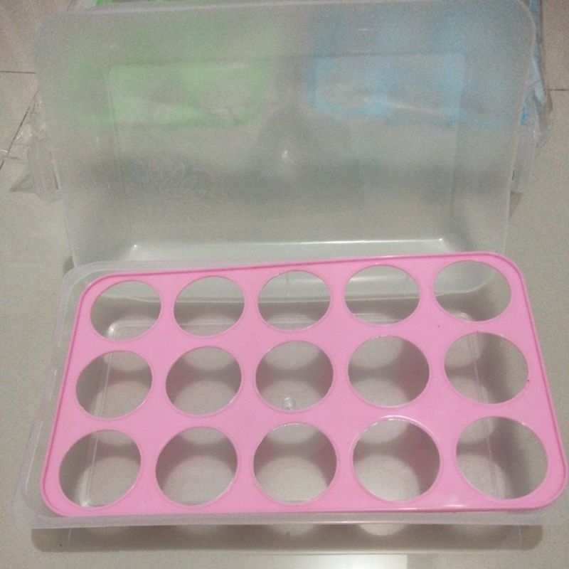 Tempat telur 15 lubang/ box organizer telur/Tepak untuk menyimpan telur /tempat telur lucu / tempat 