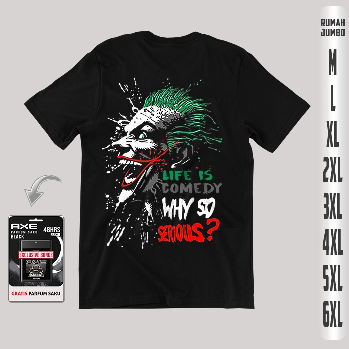 T SHIRT JOKER COMEDY OVERISIZE 2XL 3XL 4XL 5XL KAOS BIG SIZE