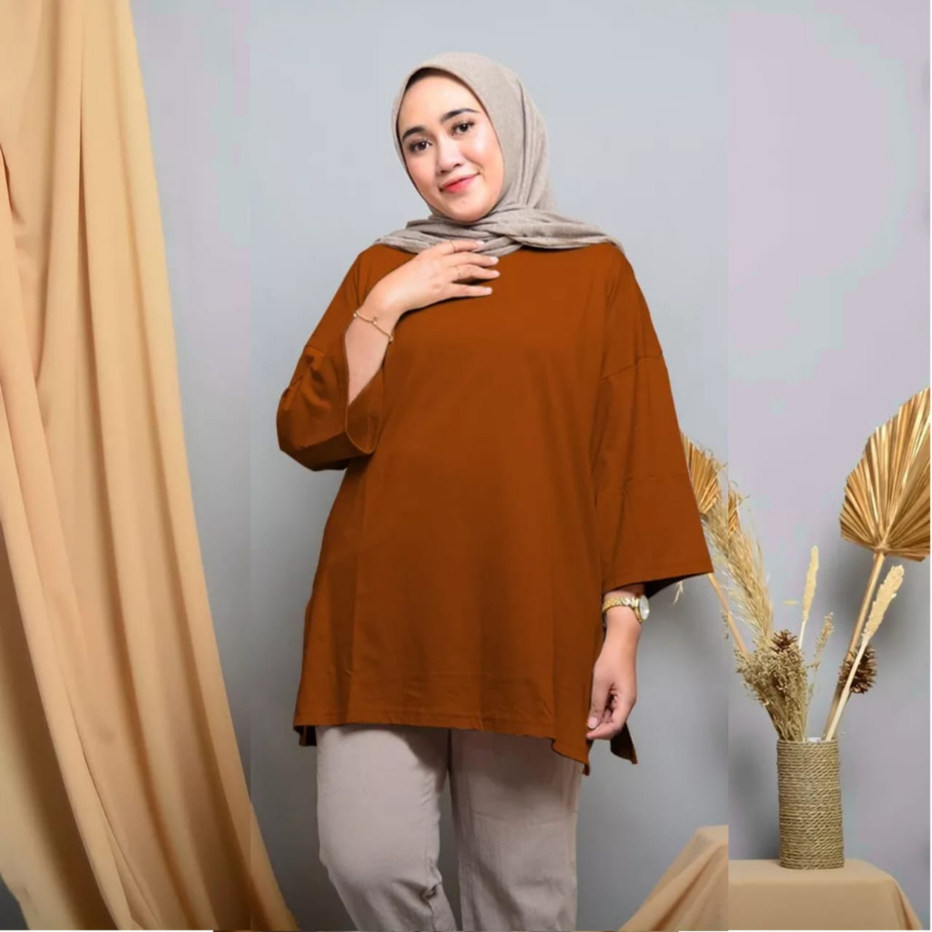 Charyatink - Atasan Tunik Polos Wanita Bahan Bebyterry Up to XXL