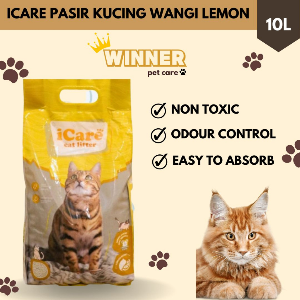 ICARE Premium Import Pasir Kucing Cat Litter Wangi Lemon 10 Liter