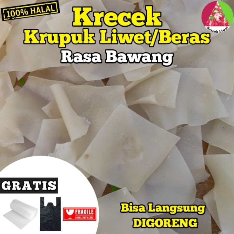 

krecek krupuk liwet/beras rasa bawang warna putih original