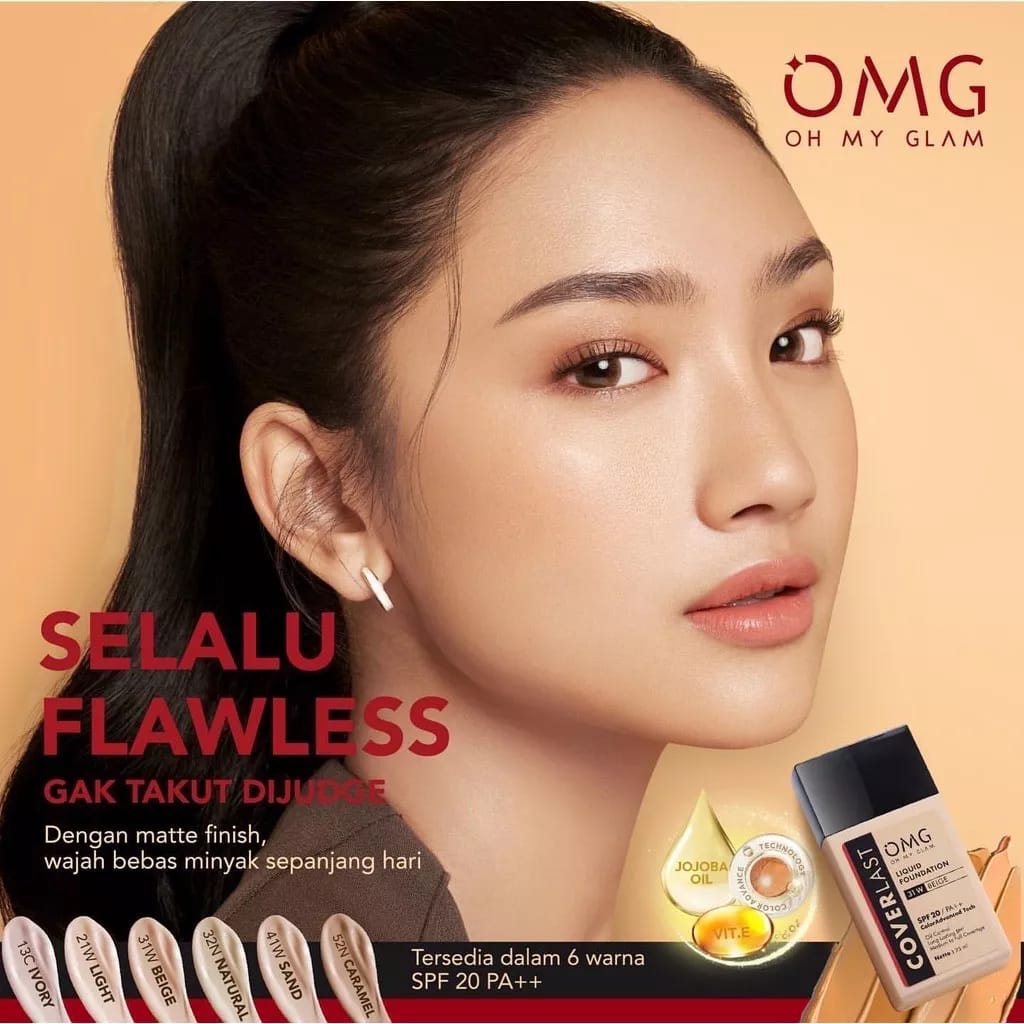 [ORI &amp; BPOM] OMG Oh My Glam Coverlast Liquid Foundation - Alas Bedak | OMG Oh My Glam Coverlast Liquid Foundation SPF 20 PA++ Oil Control Long Lasting 8H Medium To Full Coverage | OMG Foundation