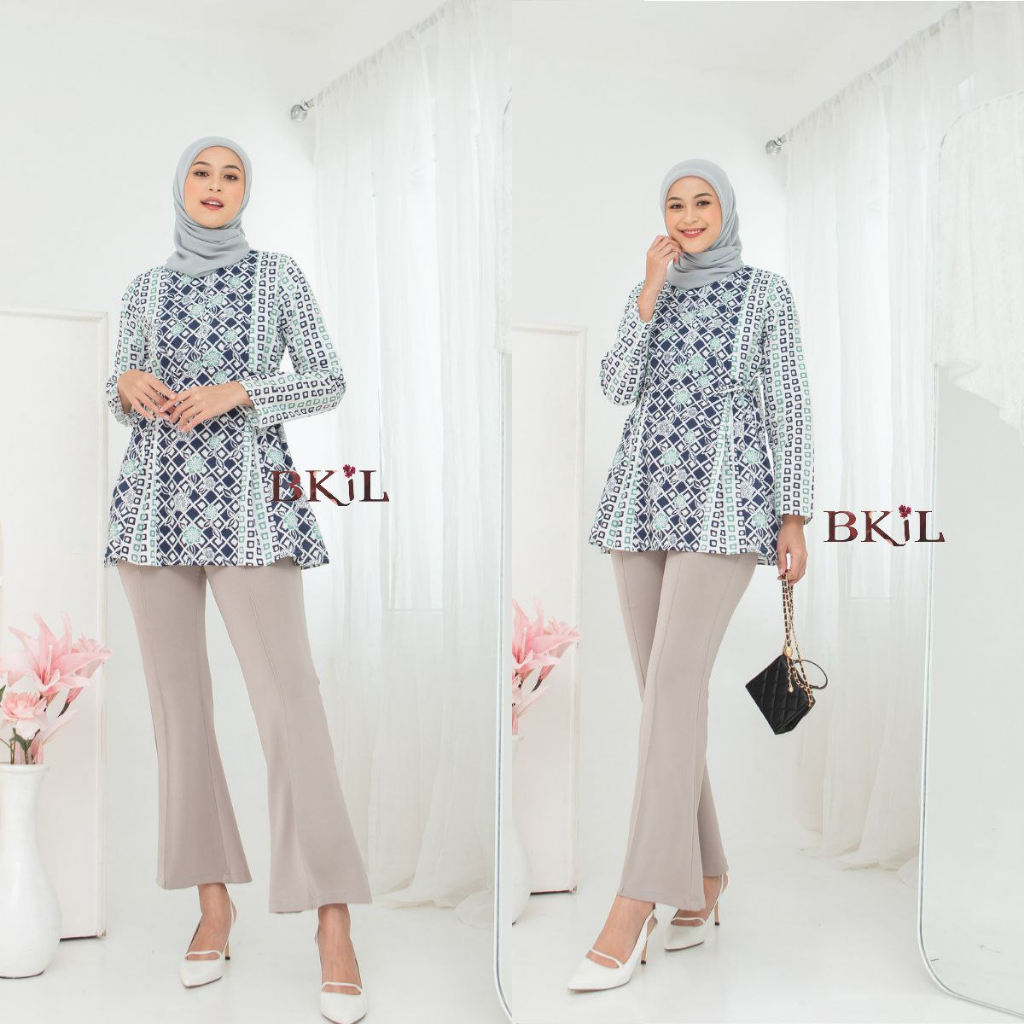 Baju Batik Wanita Modern Atasan Blouse Batik Kerja Kantor Wanita