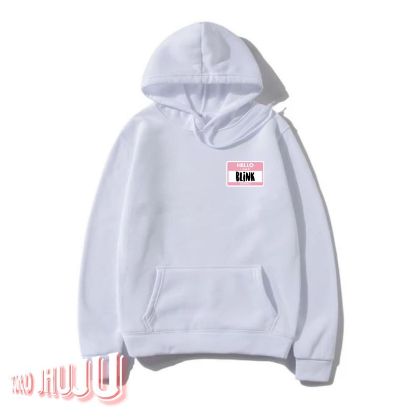 Hoodie Jumper Bpink Hello I Am A Blink LOGO kecil