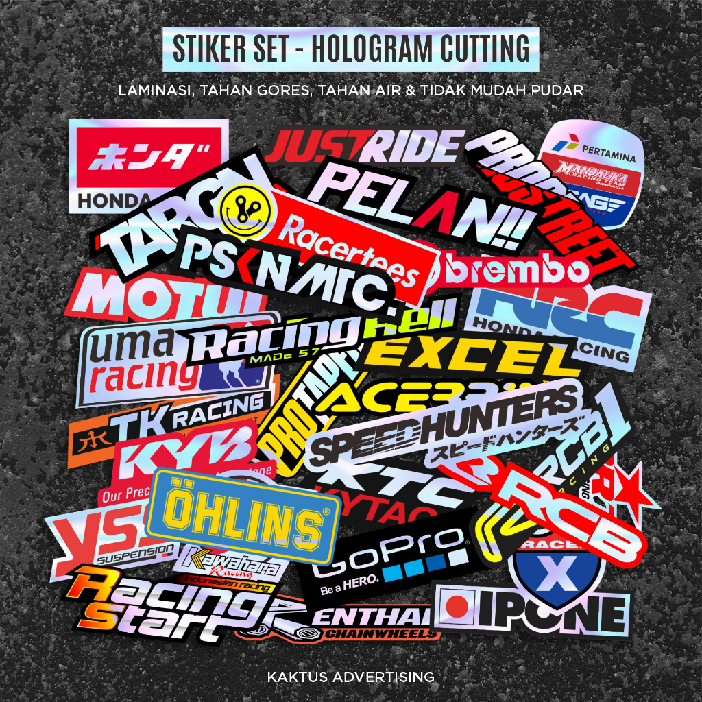 Stiker Set Motor Racing Hologram Sudah Cutting