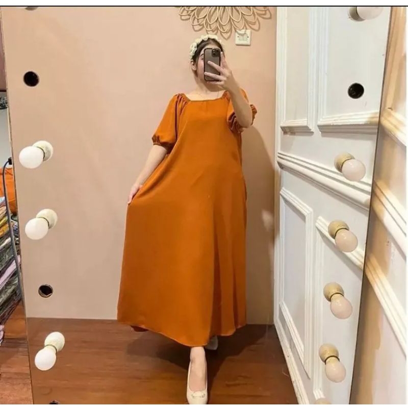 DRESS GAMIS WANITA MUSLIMAH AIRFLOW CRINCKLEReady : Fuchia , Lime , Bata,Maroon, Black, Emerald