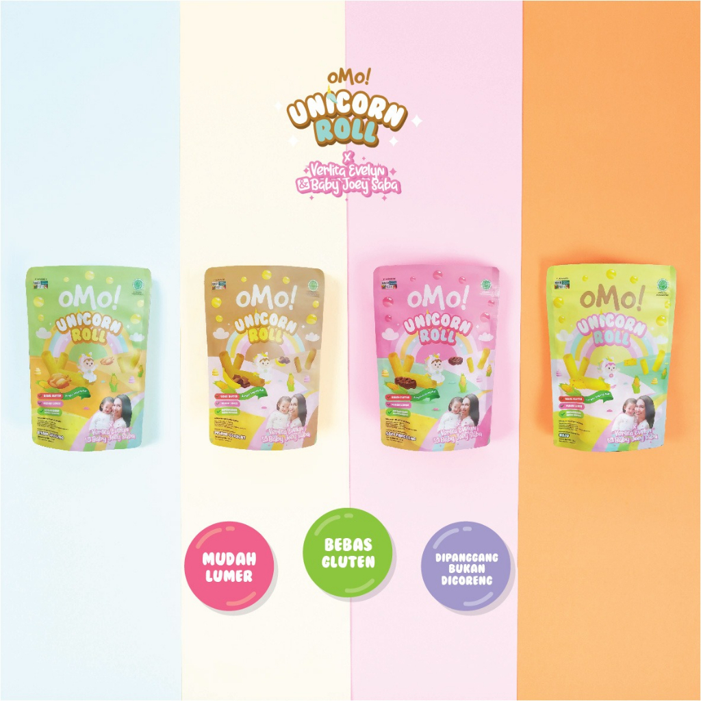 OMO! Unicorn Roll - Snack Healthy Baby untuk Bayi Sehat 18 gram