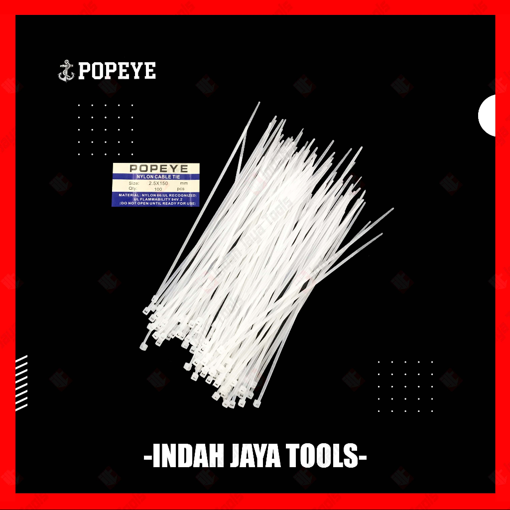 

POPEYE Cable Ties 15 cm PUTIH Kabel Tie Pengikat Strap 150 mm