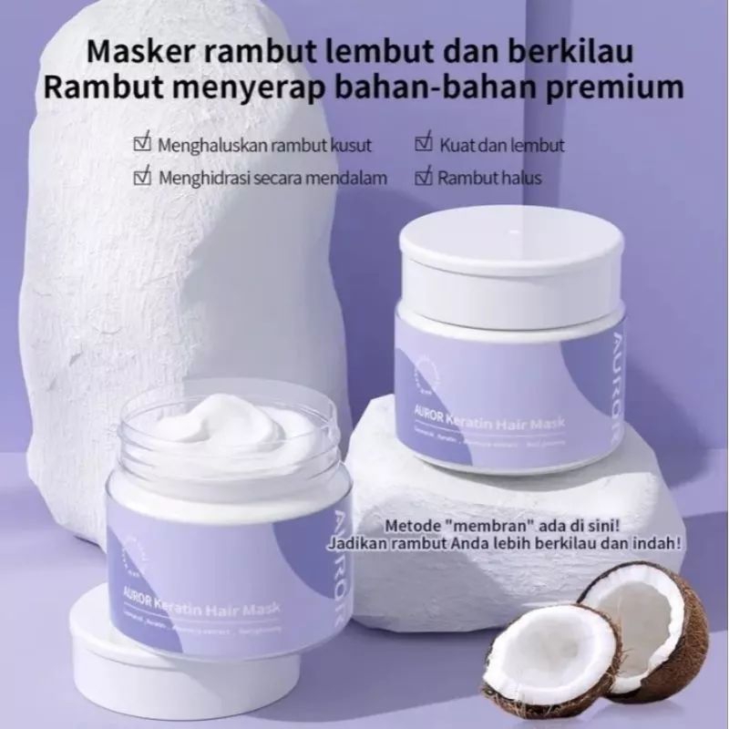 Auror Keratin Hair Mask Smooth &amp; Shiny Masker Rambut Perawatan Rambut