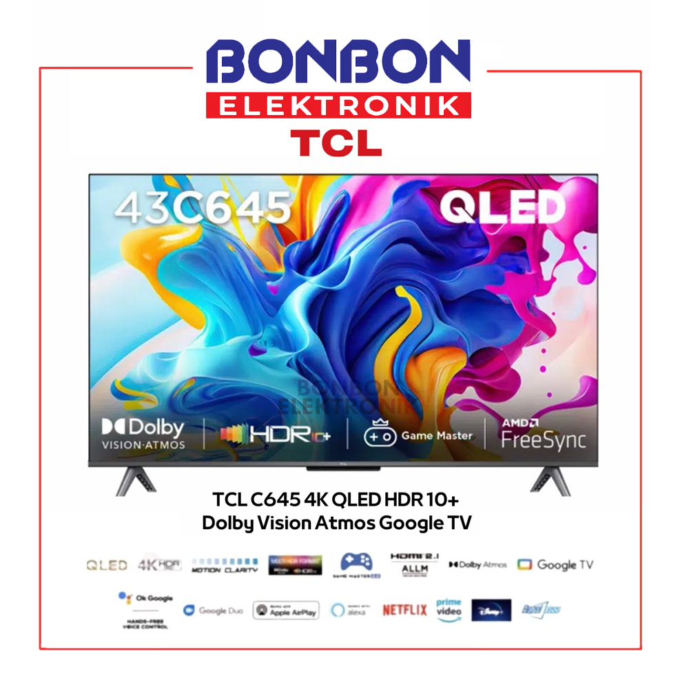 TCL LED TV 43 Inc 43C645 QLED 4K UHD Google C645 SMART TV HDR10+ DOLBY