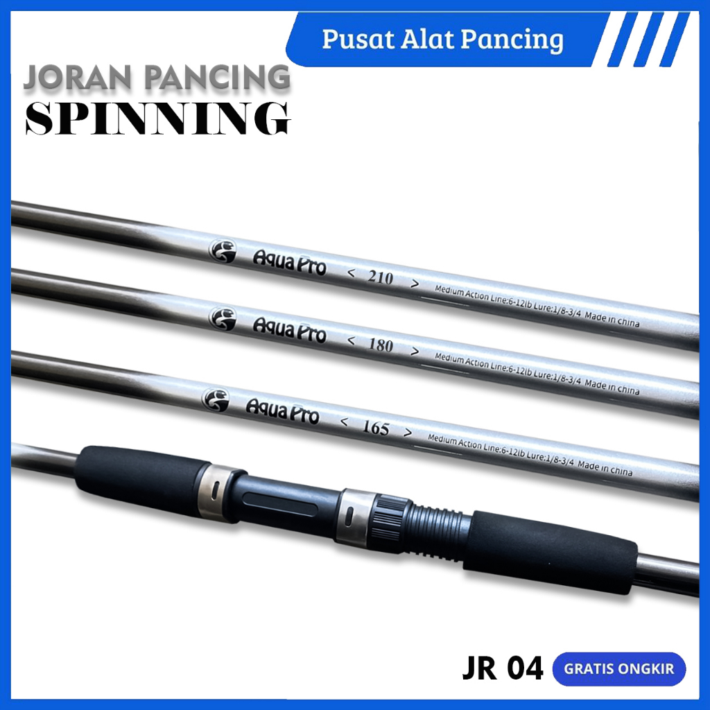 Joran Pancing JR04 Spinning &amp; Casting Fishing Rod Luya Warna Gray Silver Medium Kuat Big Strike Bahan Serat Karbon Fishing Pole 2 Section