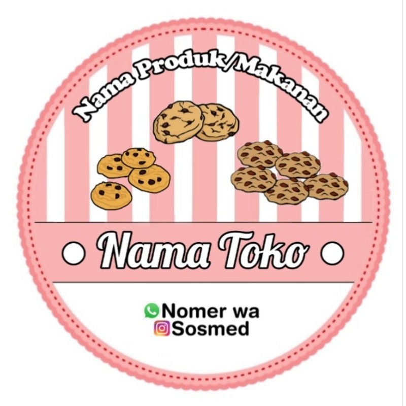 

(MINIMAL ORDER 100 PCS) STIKER PRODUK COOKIES MOTIF COOKIES MERAH MUDA