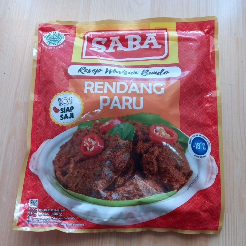 

SABA rendang paru, rendang daging, dendeng balado, dan ayam serundeng
