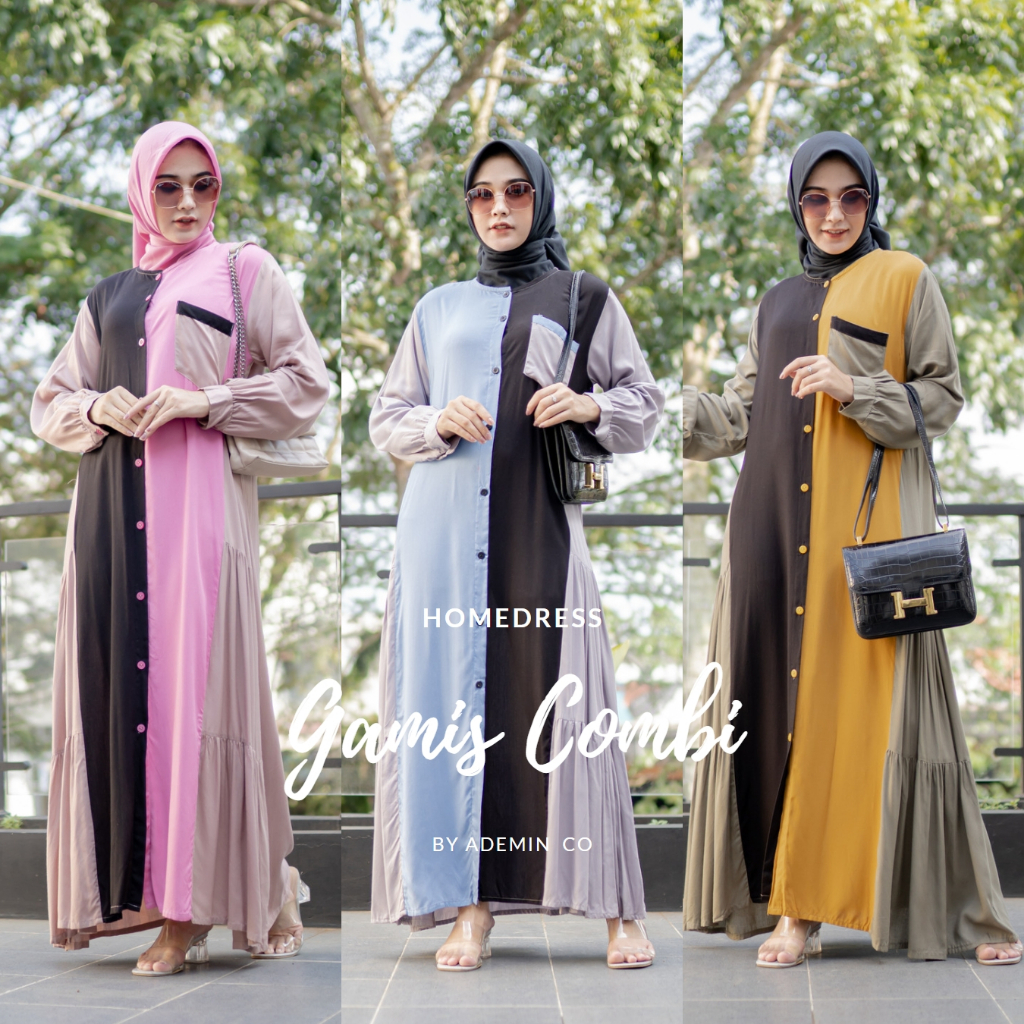 Gamis AIRY Combi Rayon Premium Full Kancing | Long Dress By Ademin.Co