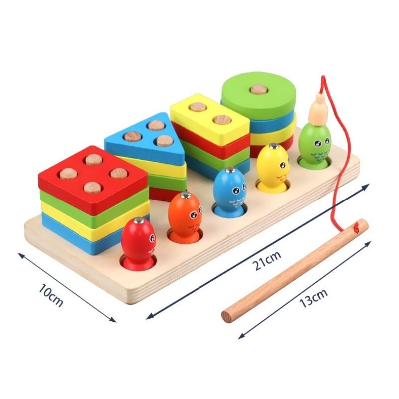 mainan edukasi shape sorter and fishing / wooden toys