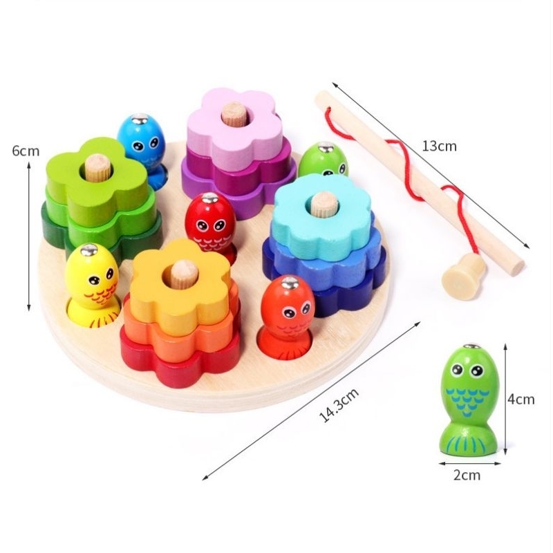 mainan edukasi shape sorter and fishing / wooden toys