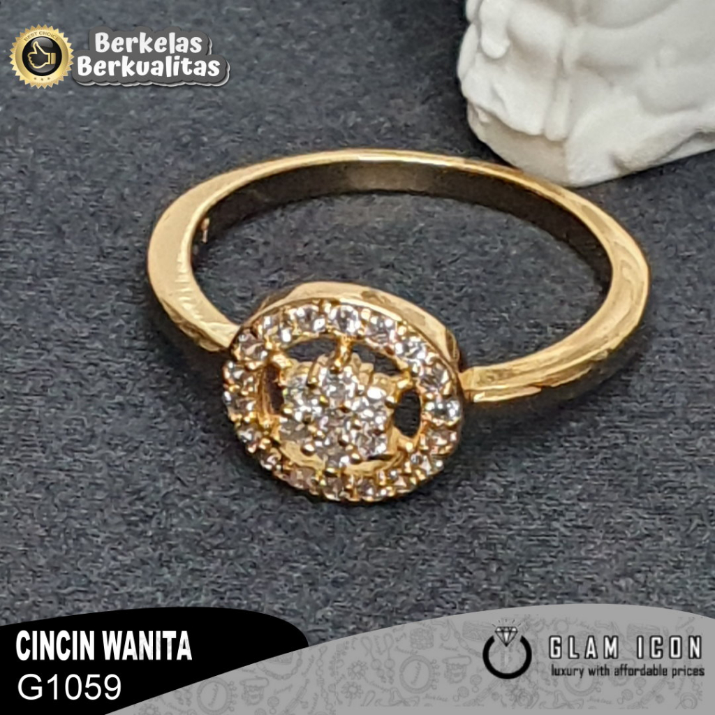 Cincin Wanita Motif bintang Lis bulat mata pasir C0905 CCG