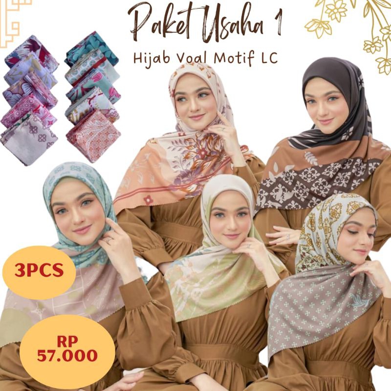 Daily Hijab Segi Empat Voal Motif Floral Laser Cut Paket Usaha 1 Sunsei Import Cuci Gudang