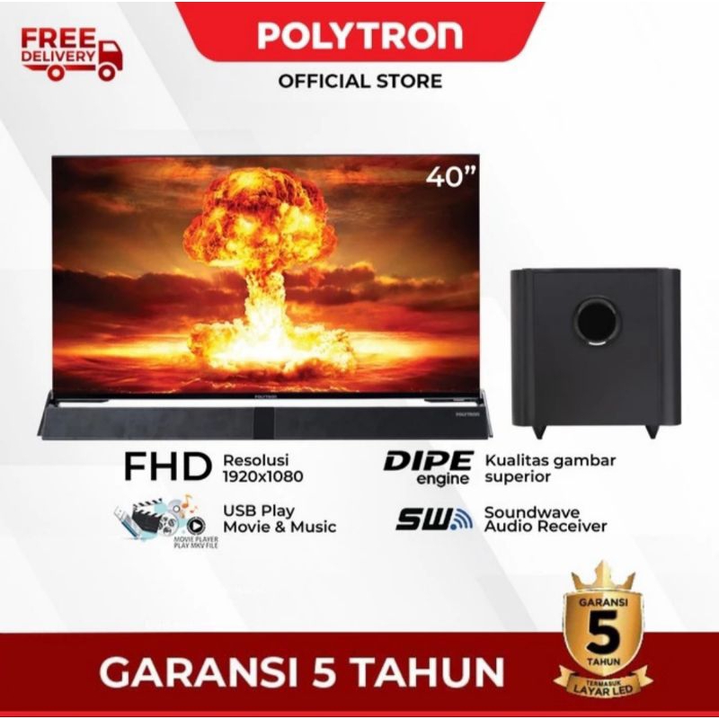 TV LED Polytron 40 inch Soundbar Digital / Polytron PLD 40BV8958 40inch
