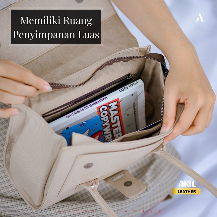 Tas Wanita Branded Model Jinjing Bahu Bahan 100% Kulit Sapi Asli Original Premium Alona Lamia Leather Bag