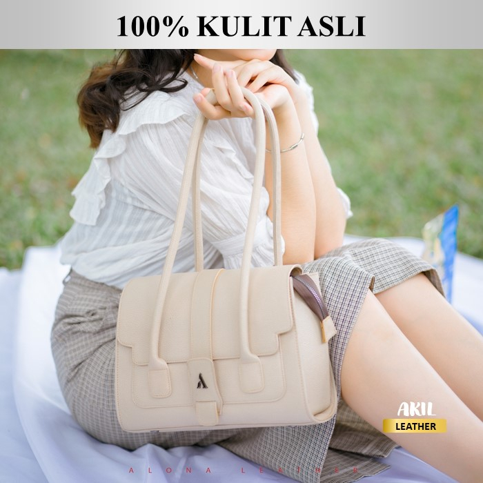 Tas Wanita Branded Model Jinjing Bahu Bahan 100% Kulit Sapi Asli Original Premium Alona Lamia Leather Bag