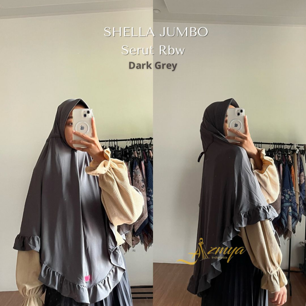 JIlbab Instan Shella Rampel Bawah Jumbo Hijab Instan Jumbo Bahan Zoya