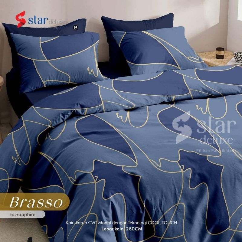 Katun lokal kain Sprei meteran bahan Star Deluxe Motif Brasso Navi