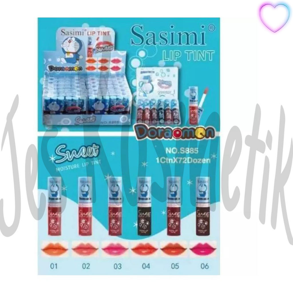 [6 PCS] Sasimi Lip Tint Mini Papan Isi 6 Pcs Liptint / Grosir Kosmetik