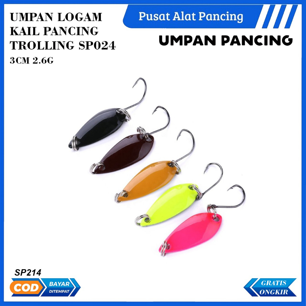 Umpan Pancing Mini SP214 3CM 3G Sendok Umpan Logam Warna-warni Spinnerbsit Ikan Kecil Ikan Tunggal Kait Jig Stream Trout Es Musim