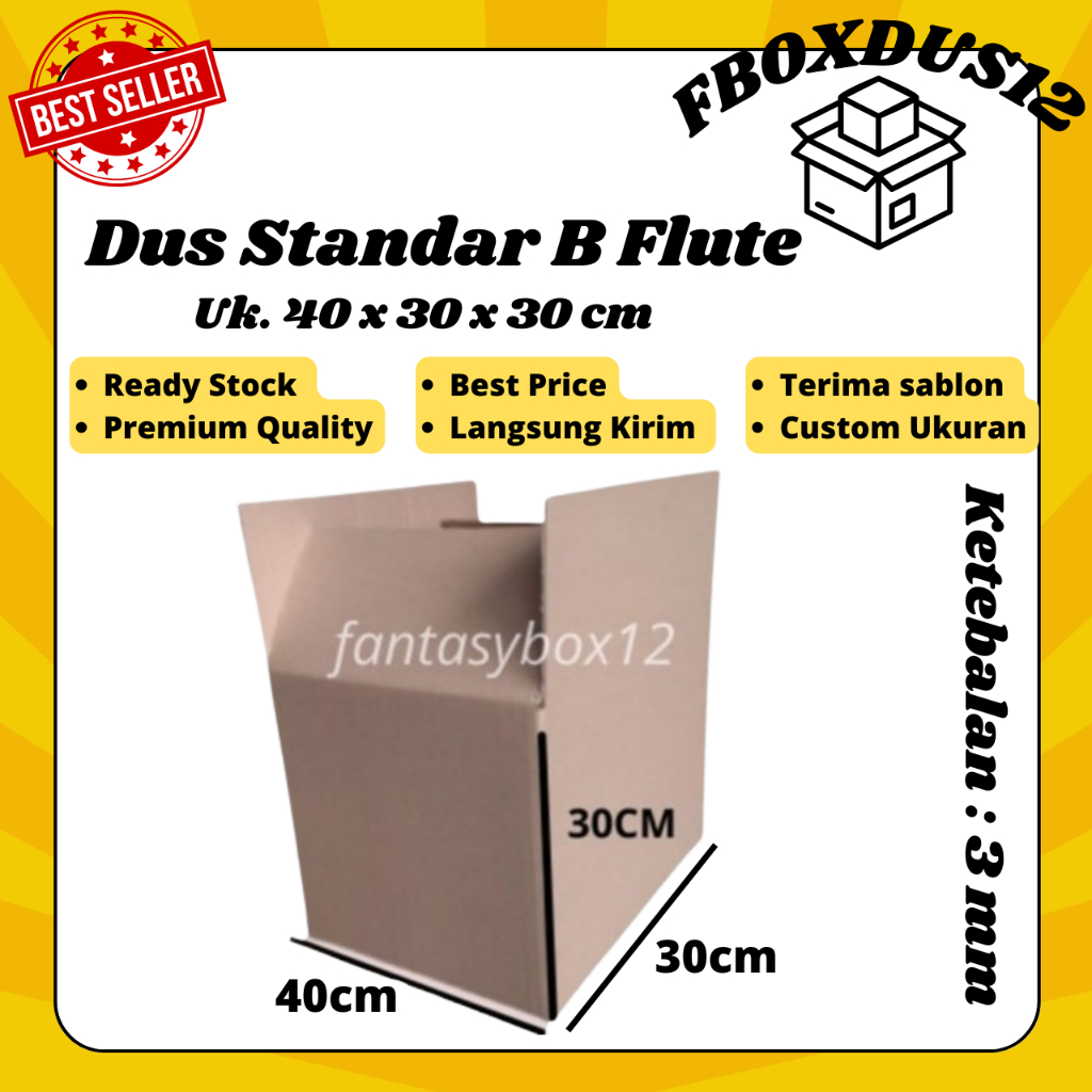 

Kardus Packing/Dus/Box Baru Polos B flute Uk. 40x30x30 cm Polos New