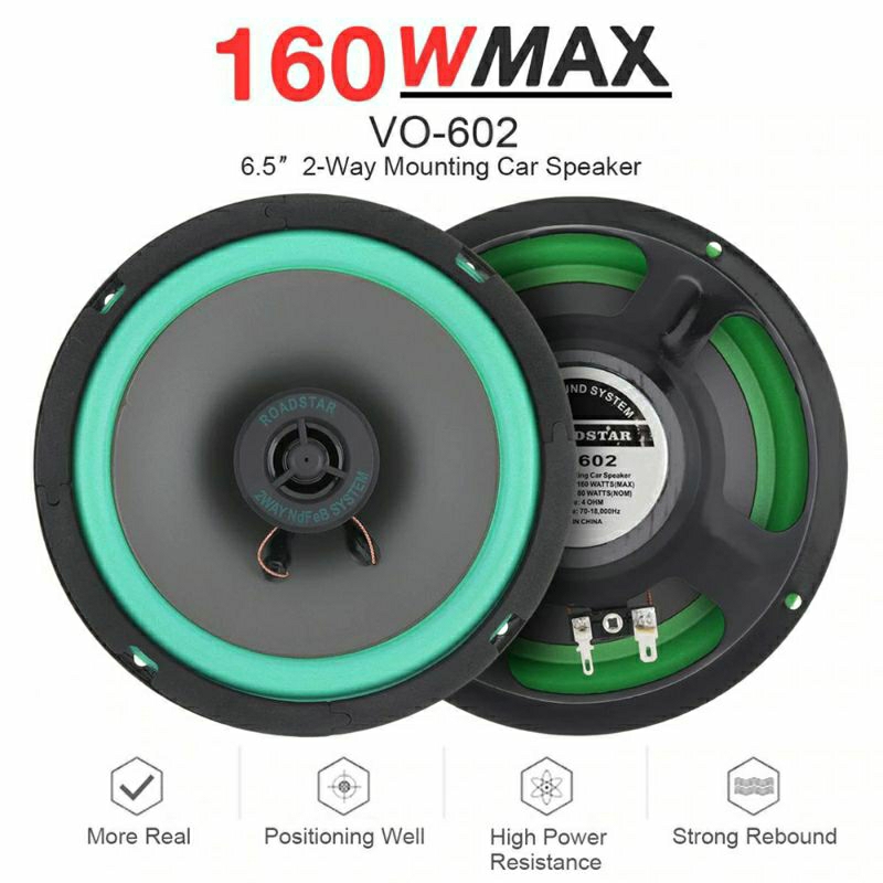 ROADSTAR Speaker Subwoofer Mobil HIFI 6.5 Inch 160 W 1 PCS