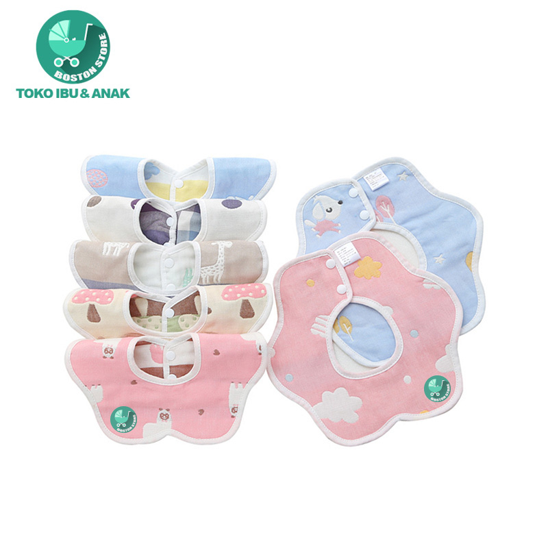 Bostonstore Celemek Makan Bayi / Slabber Silikon Bulat bahan katun alat makan newborn / Handuk Keringat Bayi &amp; Kids bahan katun Handuk Washlap Bayi / Celemek Bayi / Celemek Bayi waterproof / Celemek Bayi Air Liur / Celemek Bayi Silikon