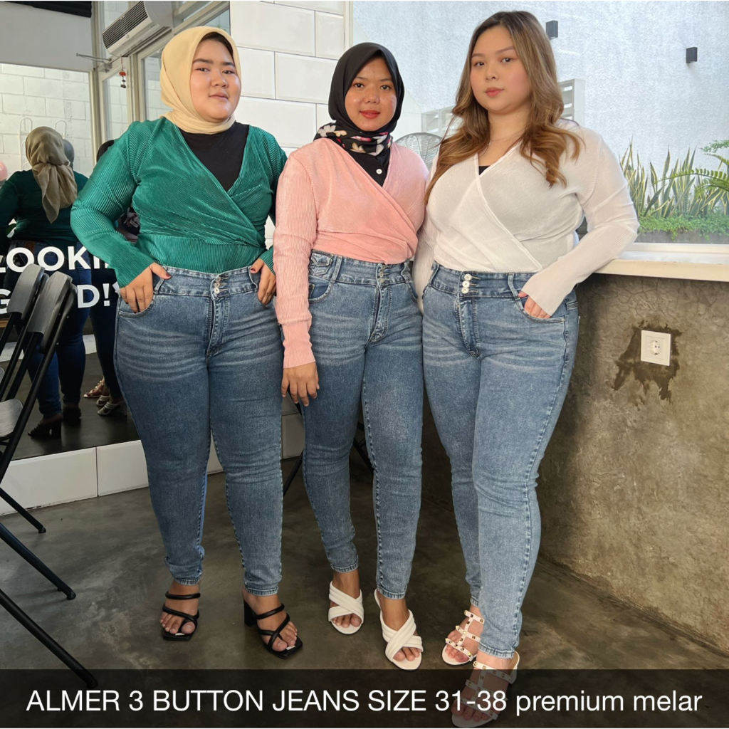 CELANA WANITA ALMER 3 BUTTON JEANS