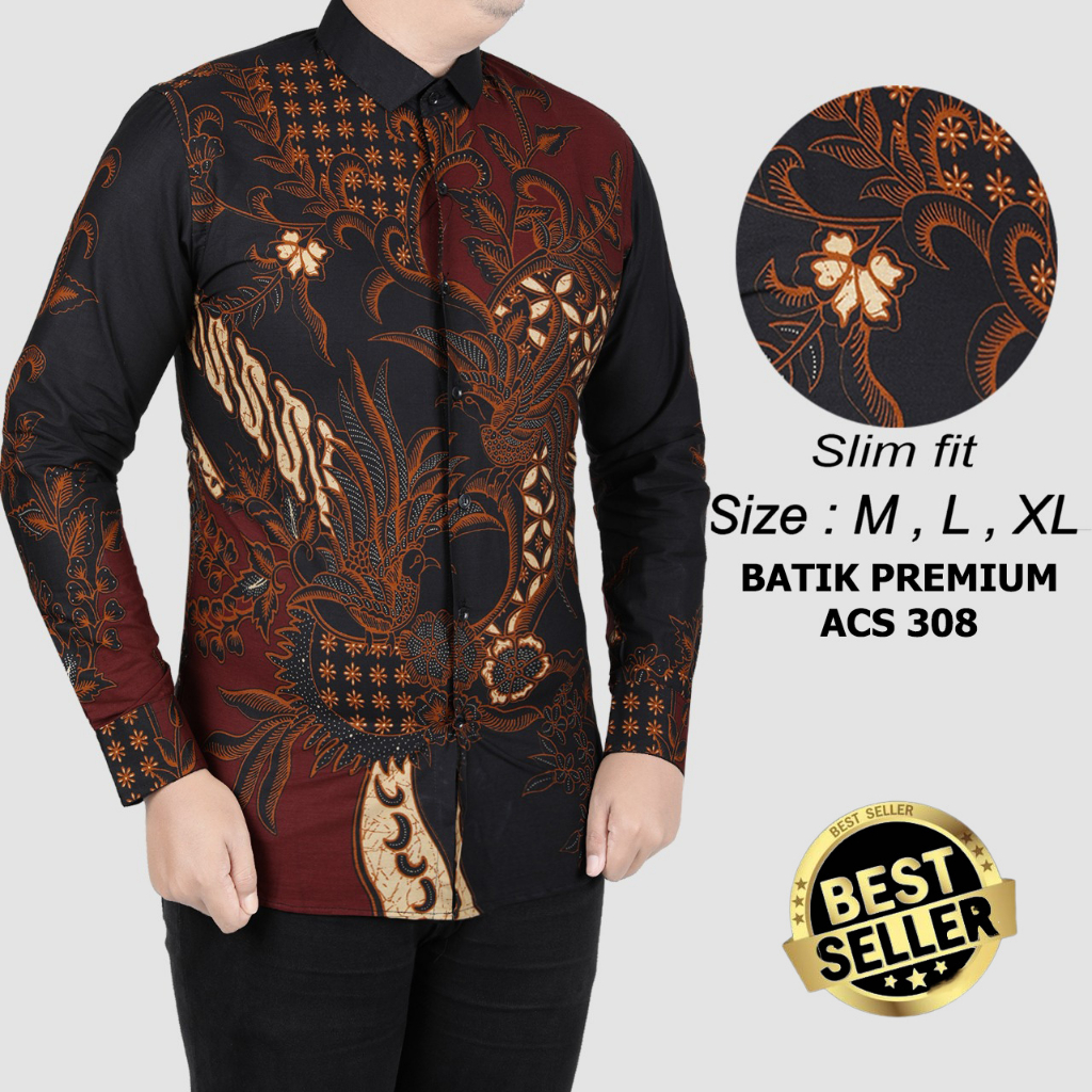 KEMEJA BATIK PRIA SLIM FIT BAJU BATIK PRIA SLIM FIT PREMIUM ACS308