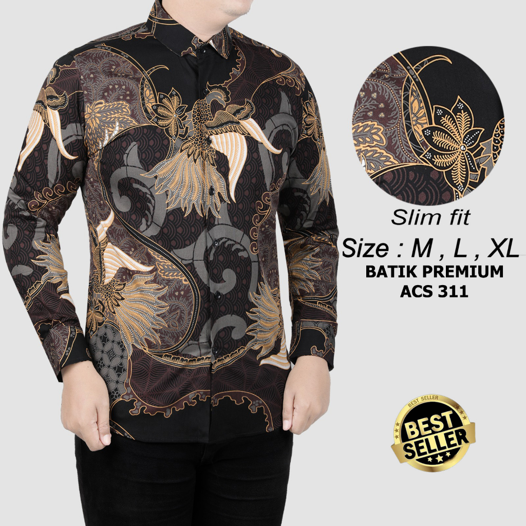 KEMEJA BATIK PRIA SLIM FIT BAJU BATIK PRIA SLIM FIT PREMIUM ACS311