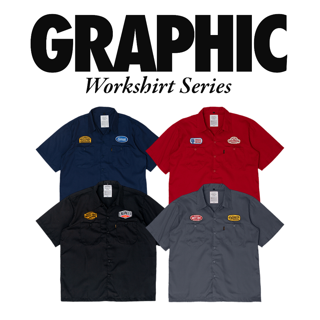 WORKSHIRT GRAPHICS KEMEJA KERJA LAPANGAN LENGAN PENDEK BY ENGINEER WORKWEAR