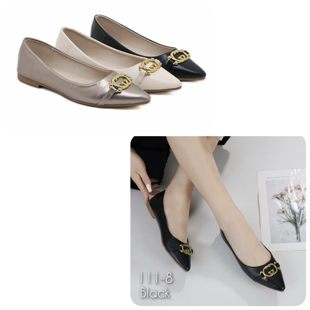 SEPATU WANITA IMPORT FLAT KULIT LEMBUT GCO KODE: 111-8